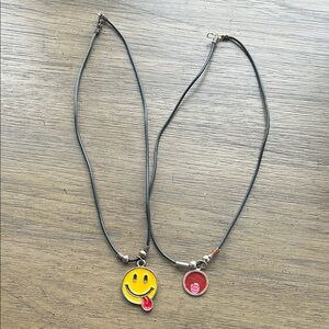 Smiley Face and Red Pendant Necklaces
